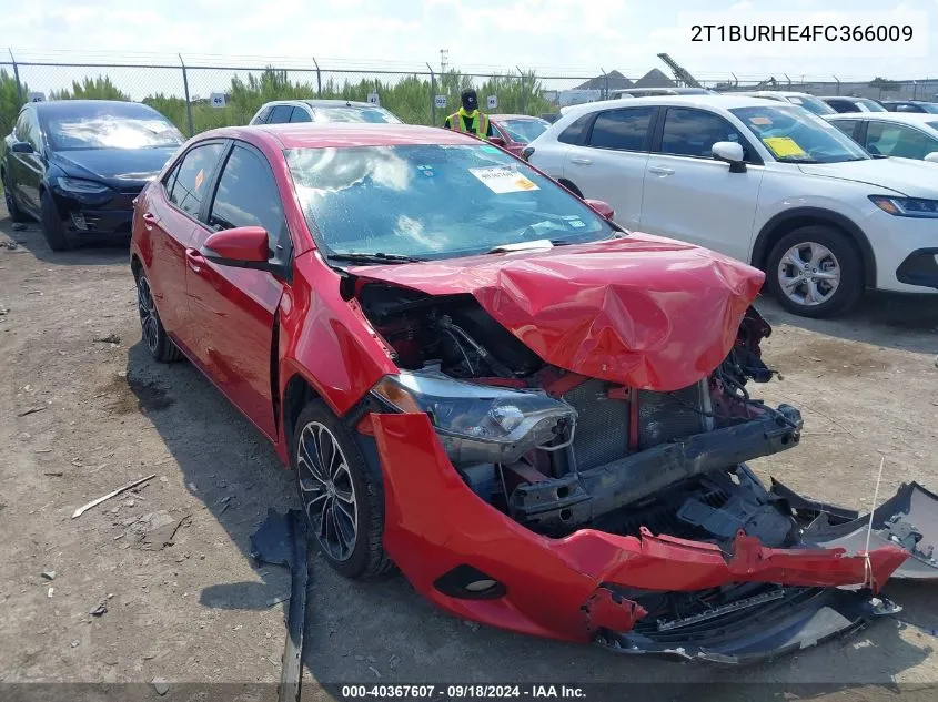 2015 Toyota Corolla L/Le/Le Pls/Prm/S/S Pls VIN: 2T1BURHE4FC366009 Lot: 40367607