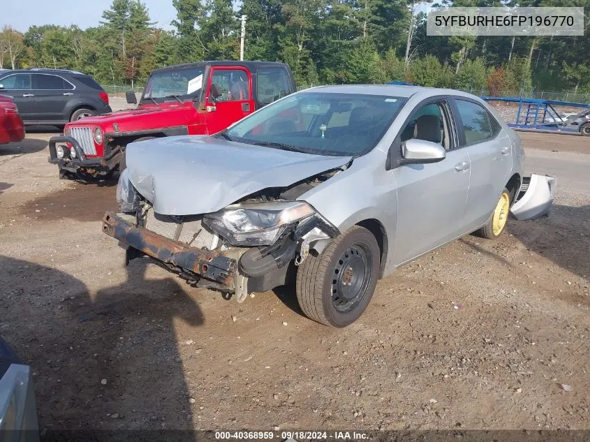 2015 Toyota Corolla L/Le/S/S Plus/Le Plus/Le Premium/S Premium VIN: 5YFBURHE6FP196770 Lot: 40368959