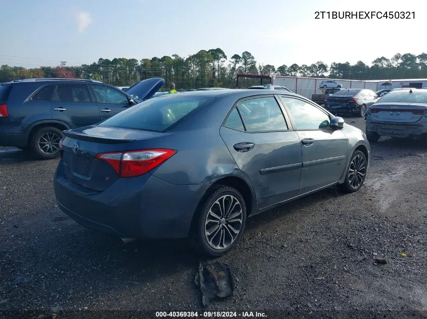 2015 Toyota Corolla L/Le/Le Pls/Prm/S/S Pls VIN: 2T1BURHEXFC450321 Lot: 40369384