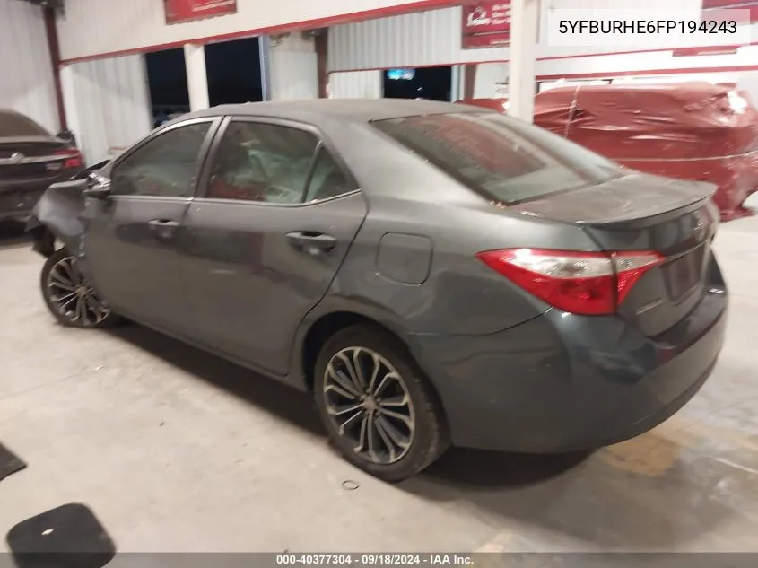 2015 Toyota Corolla S Plus VIN: 5YFBURHE6FP194243 Lot: 40377304