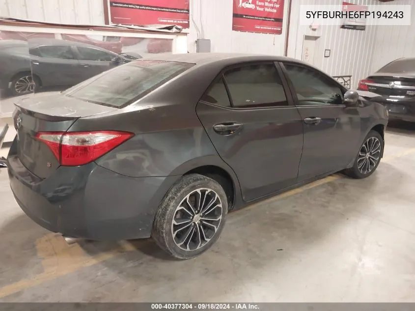 2015 Toyota Corolla S Plus VIN: 5YFBURHE6FP194243 Lot: 40377304