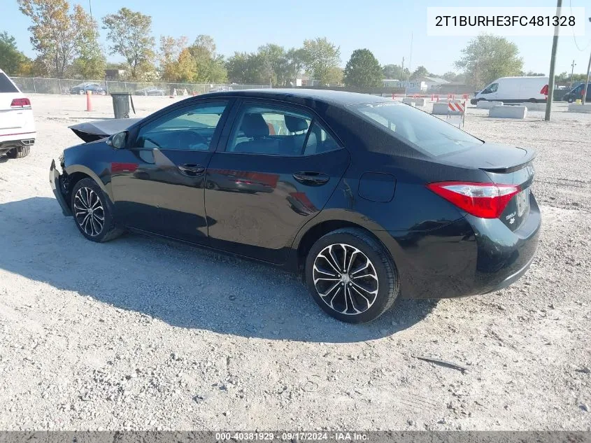 2015 Toyota Corolla S Plus VIN: 2T1BURHE3FC481328 Lot: 40381929