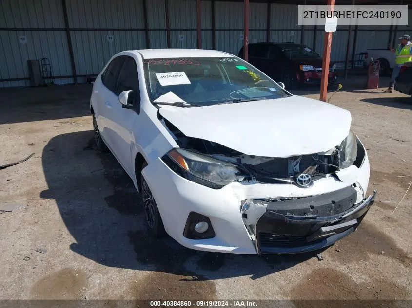 2015 Toyota Corolla S Plus VIN: 2T1BURHE1FC240190 Lot: 40384860