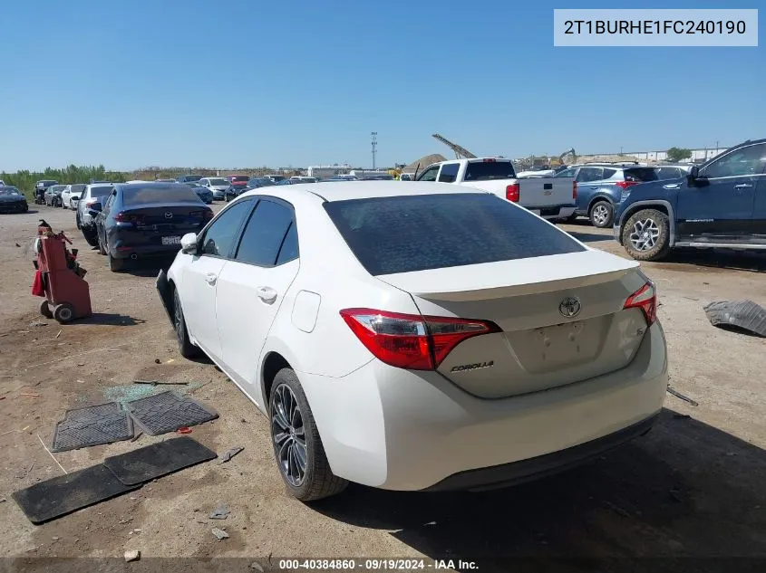 2015 Toyota Corolla S Plus VIN: 2T1BURHE1FC240190 Lot: 40384860