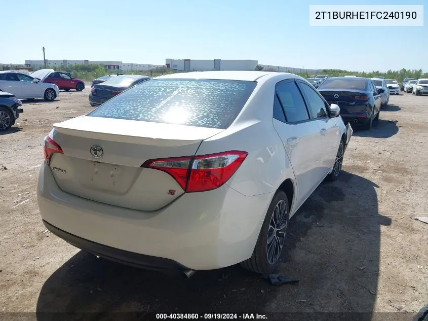 2015 Toyota Corolla S Plus VIN: 2T1BURHE1FC240190 Lot: 40384860