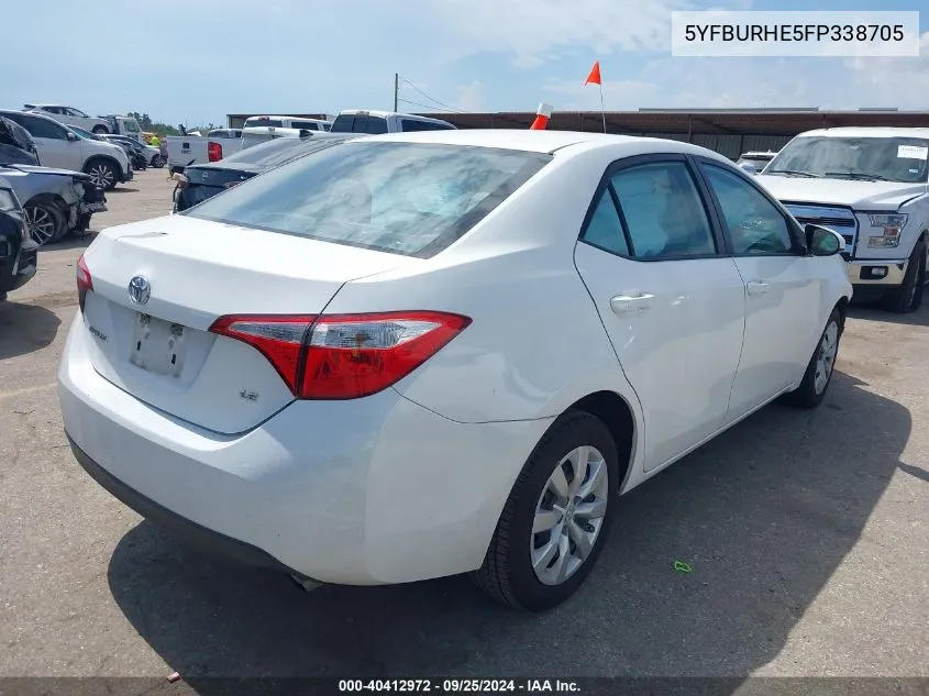 2015 Toyota Corolla Le VIN: 5YFBURHE5FP338705 Lot: 40412972