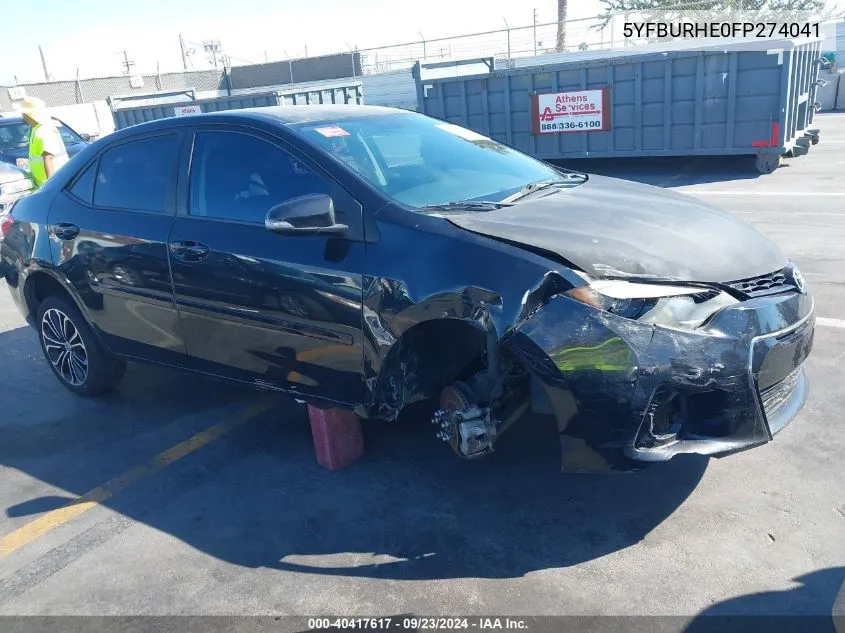 2015 Toyota Corolla S Plus VIN: 5YFBURHE0FP274041 Lot: 40417617