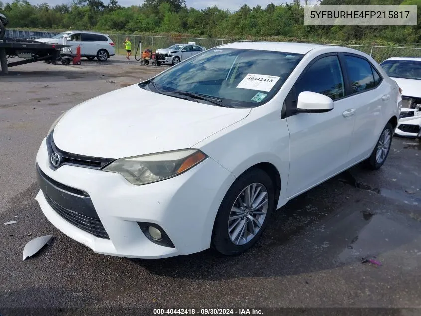 2015 Toyota Corolla Le Plus VIN: 5YFBURHE4FP215817 Lot: 40442418