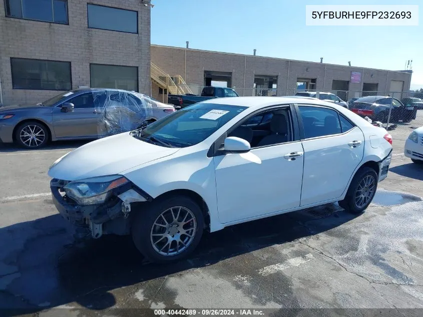 2015 Toyota Corolla Le VIN: 5YFBURHE9FP232693 Lot: 40442489