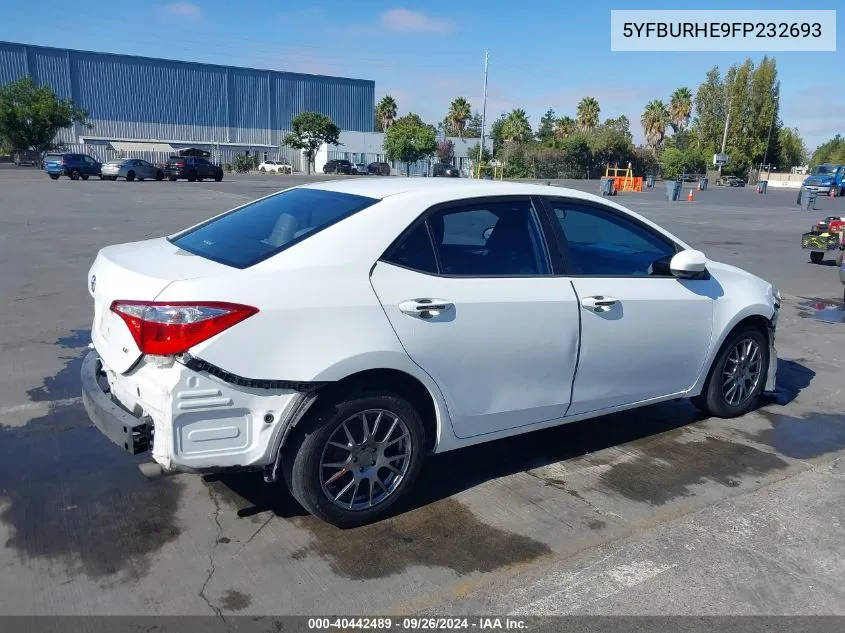 2015 Toyota Corolla Le VIN: 5YFBURHE9FP232693 Lot: 40442489