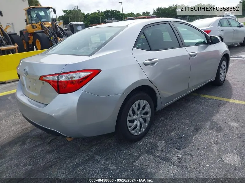 2015 Toyota Corolla L VIN: 2T1BURHEXFC358352 Lot: 40458665