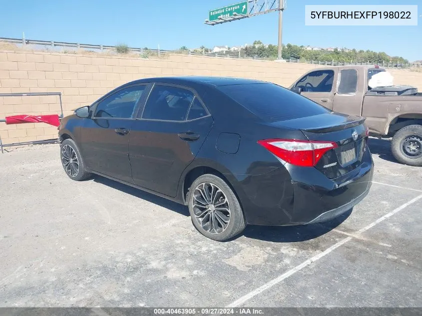 2015 Toyota Corolla S Plus VIN: 5YFBURHEXFP198022 Lot: 40463905