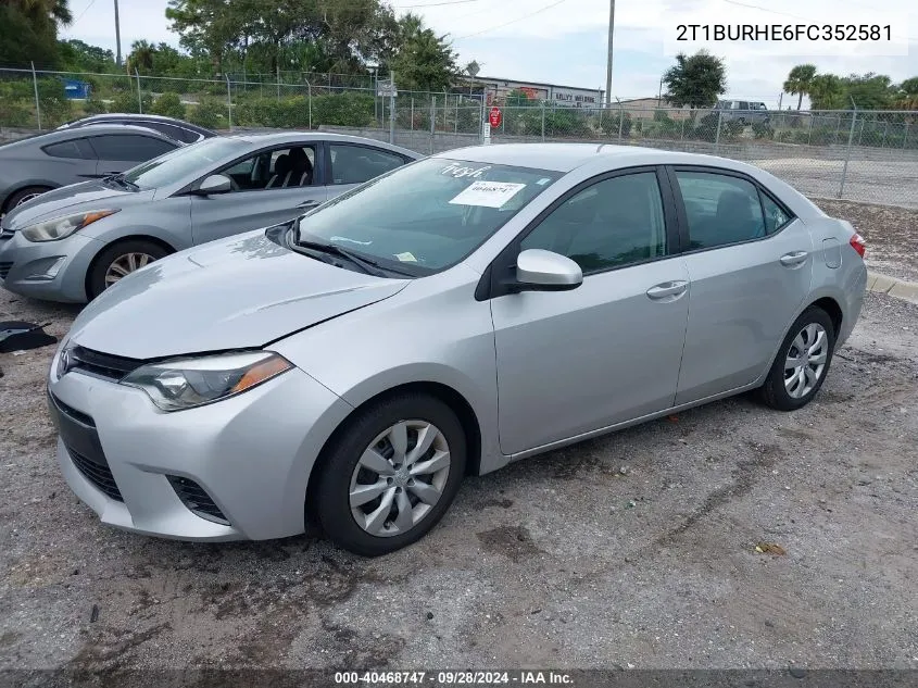 2015 Toyota Corolla Le VIN: 2T1BURHE6FC352581 Lot: 40468747