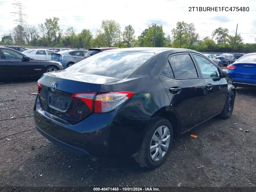 2015 Toyota Corolla Le VIN: 2T1BURHE1FC475480 Lot: 40471465