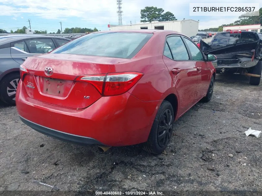 2015 Toyota Corolla L/Le/Le Pls/Prm/S/S Pls VIN: 2T1BURHE1FC286537 Lot: 40480603