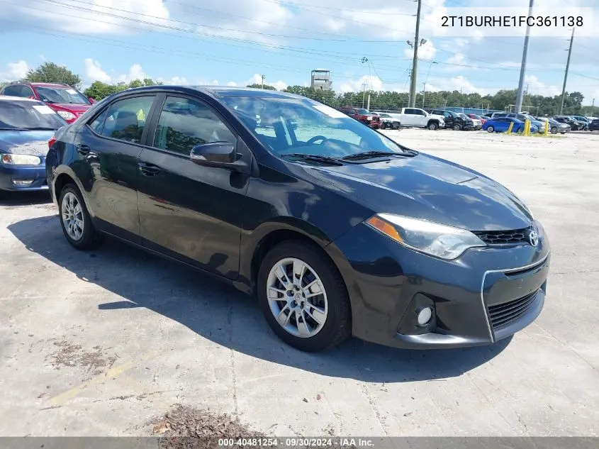 2015 Toyota Corolla S VIN: 2T1BURHE1FC361138 Lot: 40481254