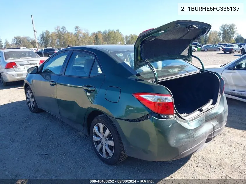 2015 Toyota Corolla Le VIN: 2T1BURHE6FC336137 Lot: 40483252