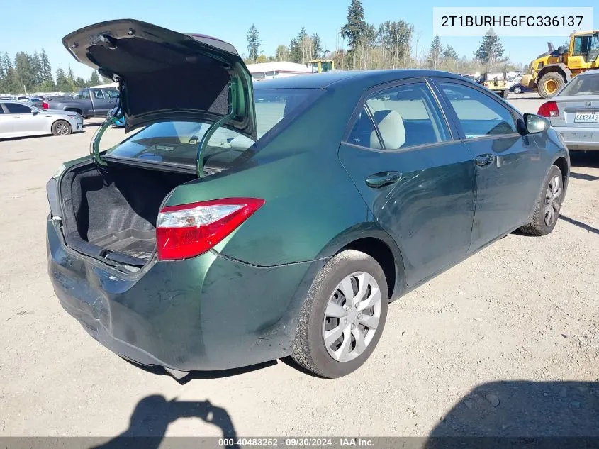 2015 Toyota Corolla Le VIN: 2T1BURHE6FC336137 Lot: 40483252