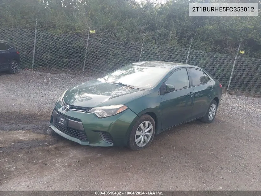 2T1BURHE5FC353012 2015 Toyota Corolla Le