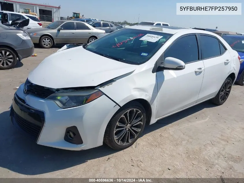 2015 Toyota Corolla L/Le/Le Pls/Prm/S/S Pls VIN: 5YFBURHE7FP257950 Lot: 40596636