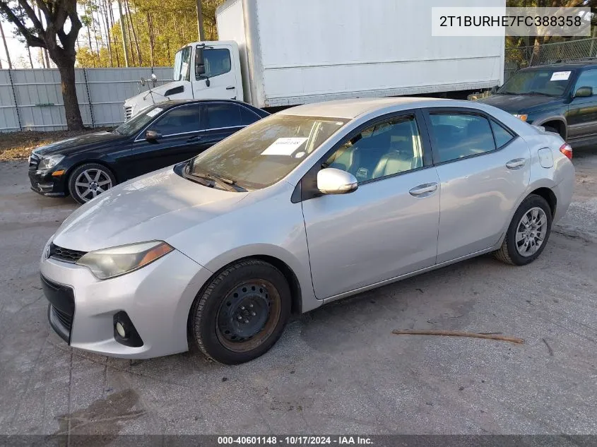 2015 Toyota Corolla S VIN: 2T1BURHE7FC388358 Lot: 40601148