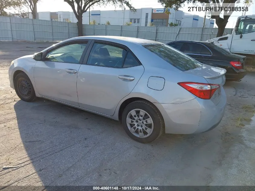 2015 Toyota Corolla S VIN: 2T1BURHE7FC388358 Lot: 40601148