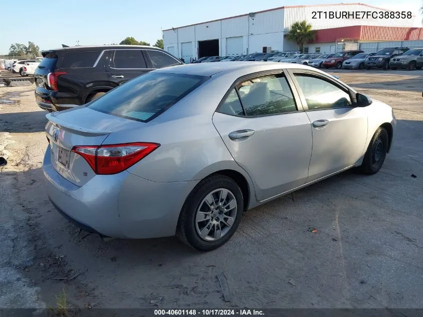 2015 Toyota Corolla S VIN: 2T1BURHE7FC388358 Lot: 40601148