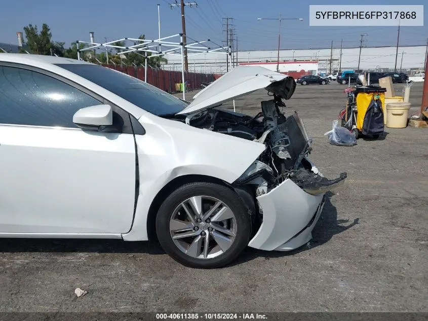 2015 Toyota Corolla Le Eco Plus VIN: 5YFBPRHE6FP317868 Lot: 40611385