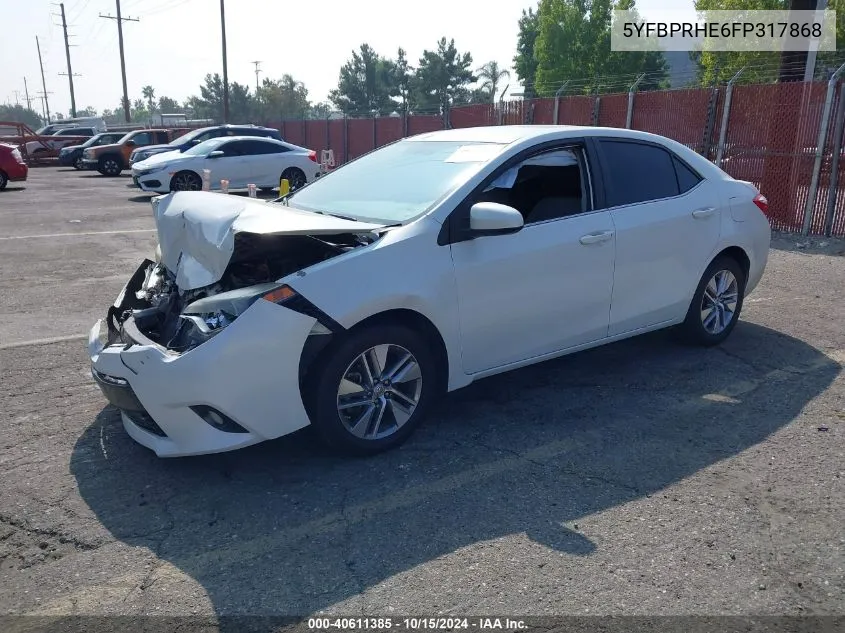 2015 Toyota Corolla Le Eco Plus VIN: 5YFBPRHE6FP317868 Lot: 40611385