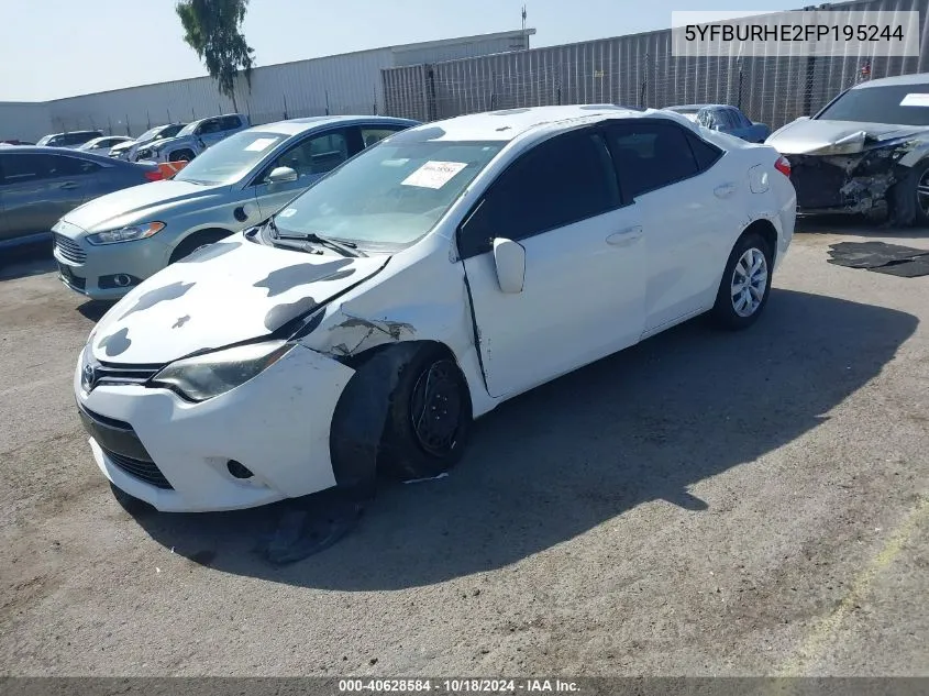 2015 Toyota Corolla Le/Le Plus/Le Premium VIN: 5YFBURHE2FP195244 Lot: 40628584