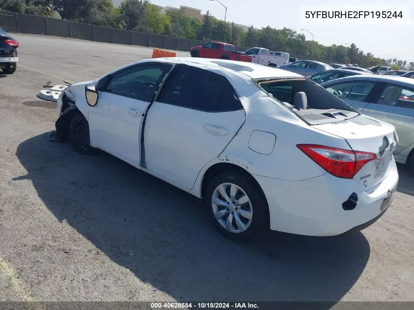 2015 Toyota Corolla Le/Le Plus/Le Premium VIN: 5YFBURHE2FP195244 Lot: 40628584