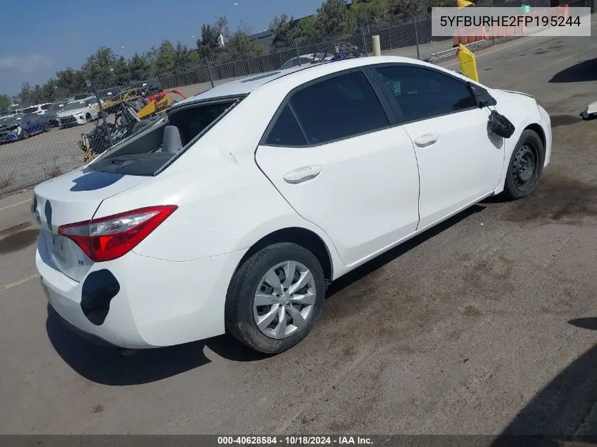 2015 Toyota Corolla Le/Le Plus/Le Premium VIN: 5YFBURHE2FP195244 Lot: 40628584