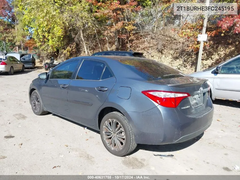 2015 Toyota Corolla S Plus VIN: 2T1BURHE3FC245195 Lot: 40631755