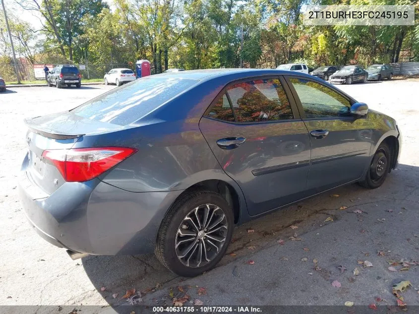 2015 Toyota Corolla S Plus VIN: 2T1BURHE3FC245195 Lot: 40631755