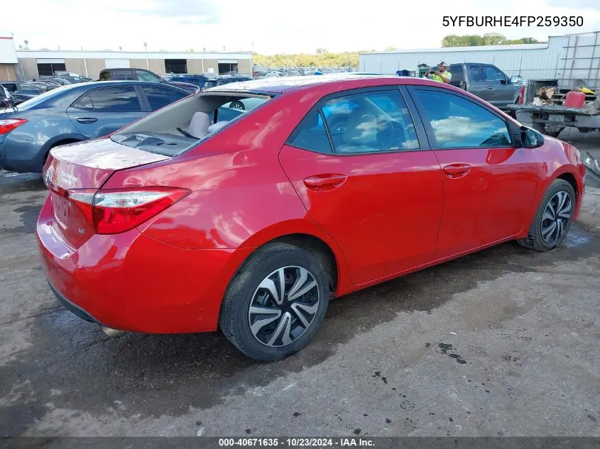 5YFBURHE4FP259350 2015 Toyota Corolla Le