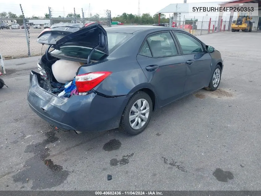 2015 Toyota Corolla S VIN: 5YFBURHE4FP260353 Lot: 40682436