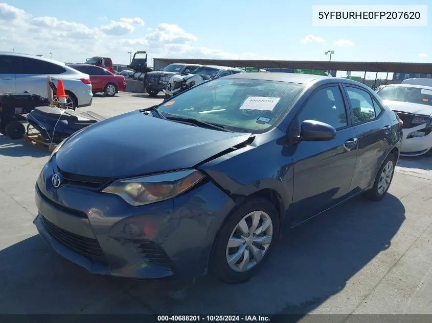 2015 Toyota Corolla Le VIN: 5YFBURHE0FP207620 Lot: 40688201