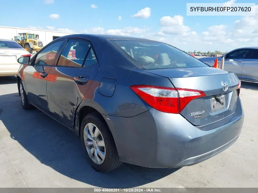 2015 Toyota Corolla Le VIN: 5YFBURHE0FP207620 Lot: 40688201