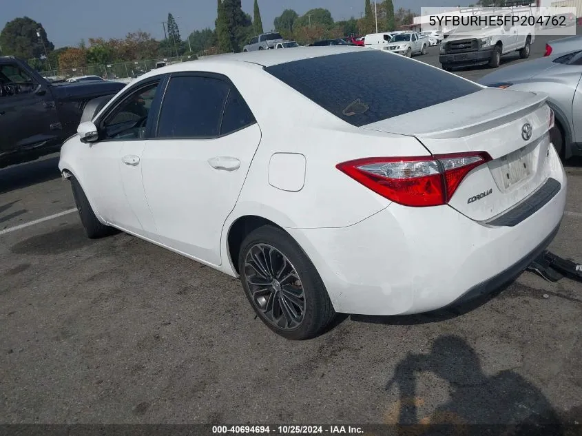 2015 Toyota Corolla S Plus VIN: 5YFBURHE5FP204762 Lot: 40694694