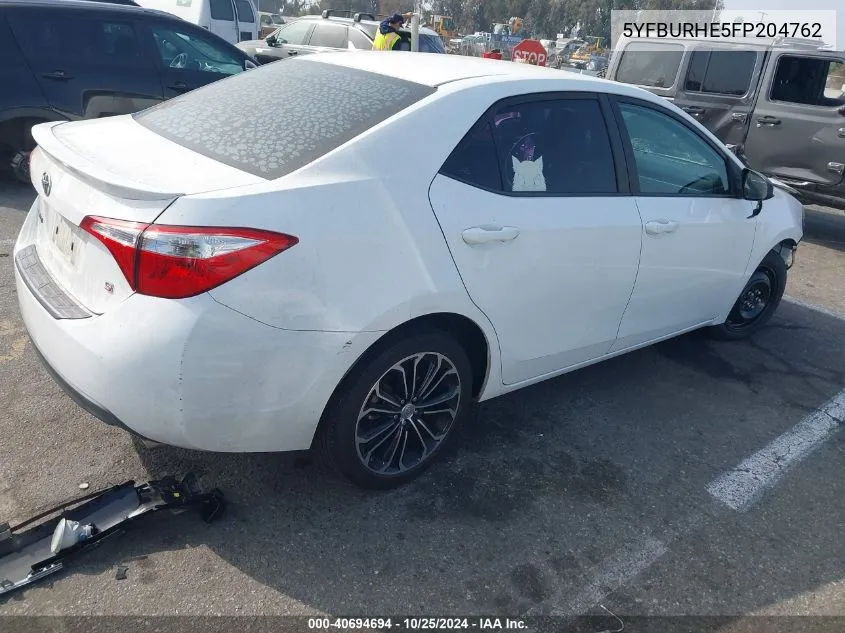 2015 Toyota Corolla S Plus VIN: 5YFBURHE5FP204762 Lot: 40694694