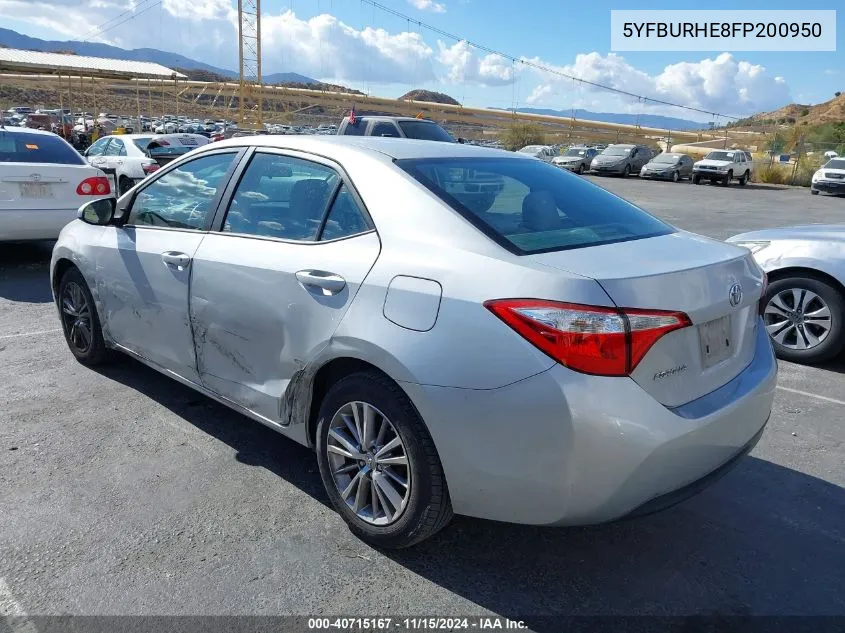 2015 Toyota Corolla Le Plus VIN: 5YFBURHE8FP200950 Lot: 40715167