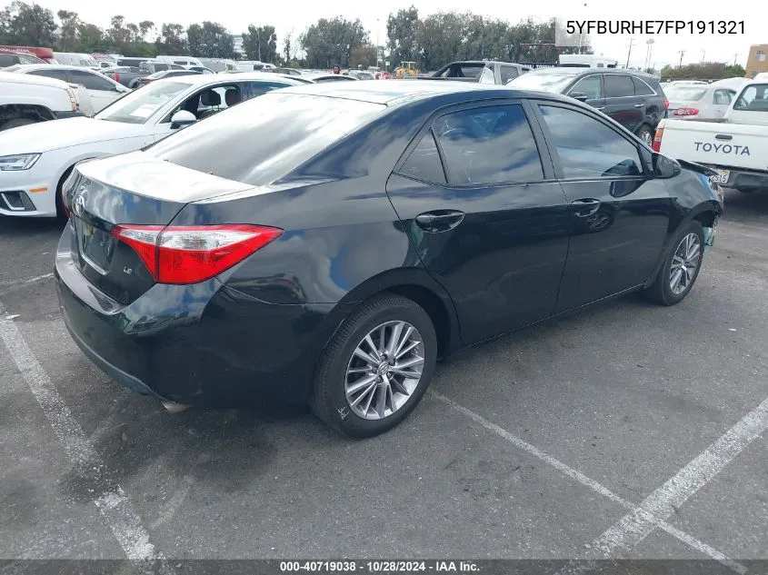 2015 Toyota Corolla L/Le/Le Pls/Prm/S/S Pls VIN: 5YFBURHE7FP191321 Lot: 40719038