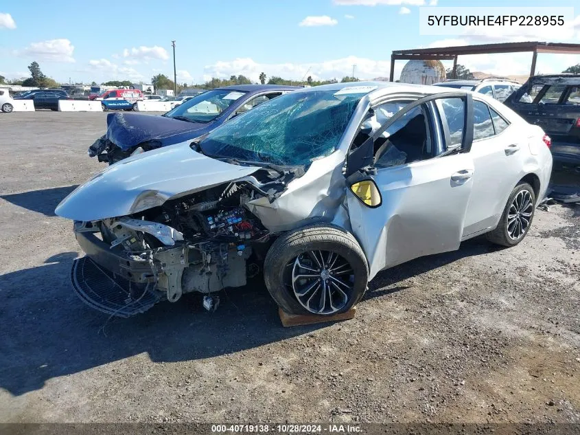 2015 Toyota Corolla L/Le/Le Pls/Prm/S/S Pls VIN: 5YFBURHE4FP228955 Lot: 40719138