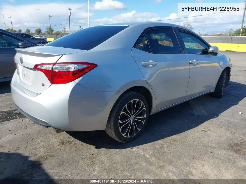 2015 Toyota Corolla L/Le/Le Pls/Prm/S/S Pls VIN: 5YFBURHE4FP228955 Lot: 40719138