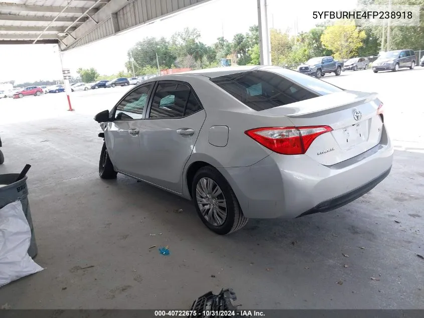 2015 Toyota Corolla S VIN: 5YFBURHE4FP238918 Lot: 40722675