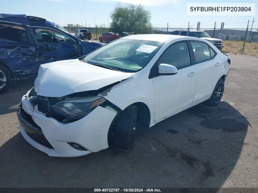 2015 Toyota Corolla Le Plus VIN: 5YFBURHE1FP203804 Lot: 40732787