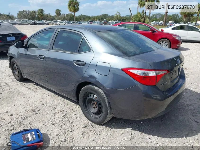 2015 Toyota Corolla L VIN: 2T1BURHE6FC237978 Lot: 40747172