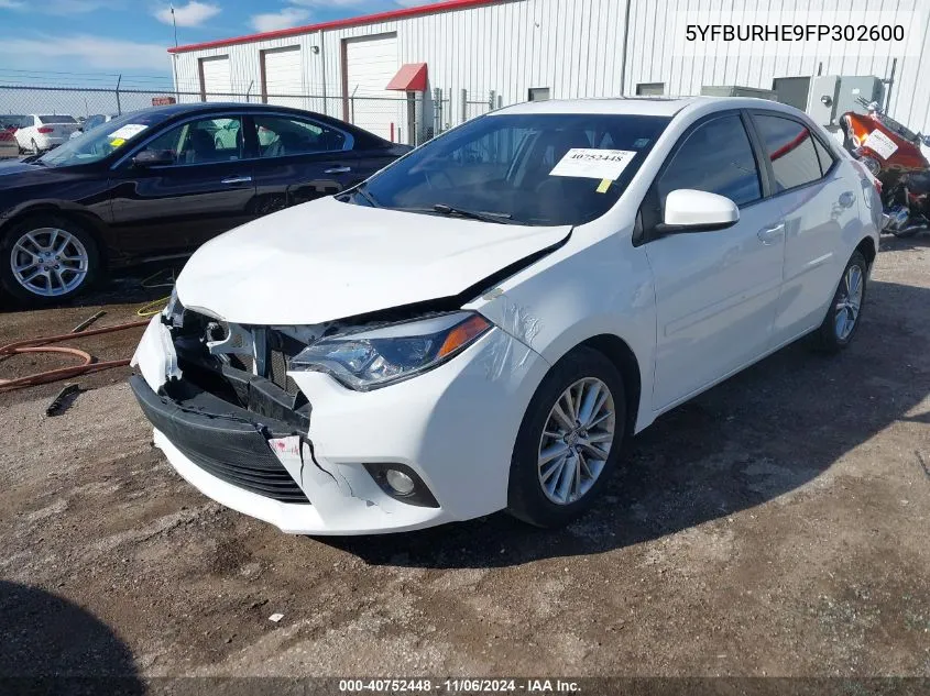 2015 Toyota Corolla Le Premium VIN: 5YFBURHE9FP302600 Lot: 40752448