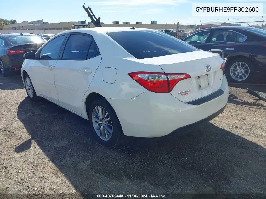 2015 Toyota Corolla Le Premium VIN: 5YFBURHE9FP302600 Lot: 40752448