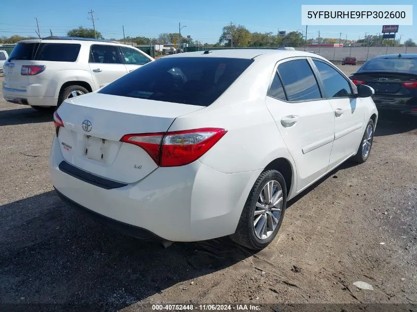 2015 Toyota Corolla Le Premium VIN: 5YFBURHE9FP302600 Lot: 40752448